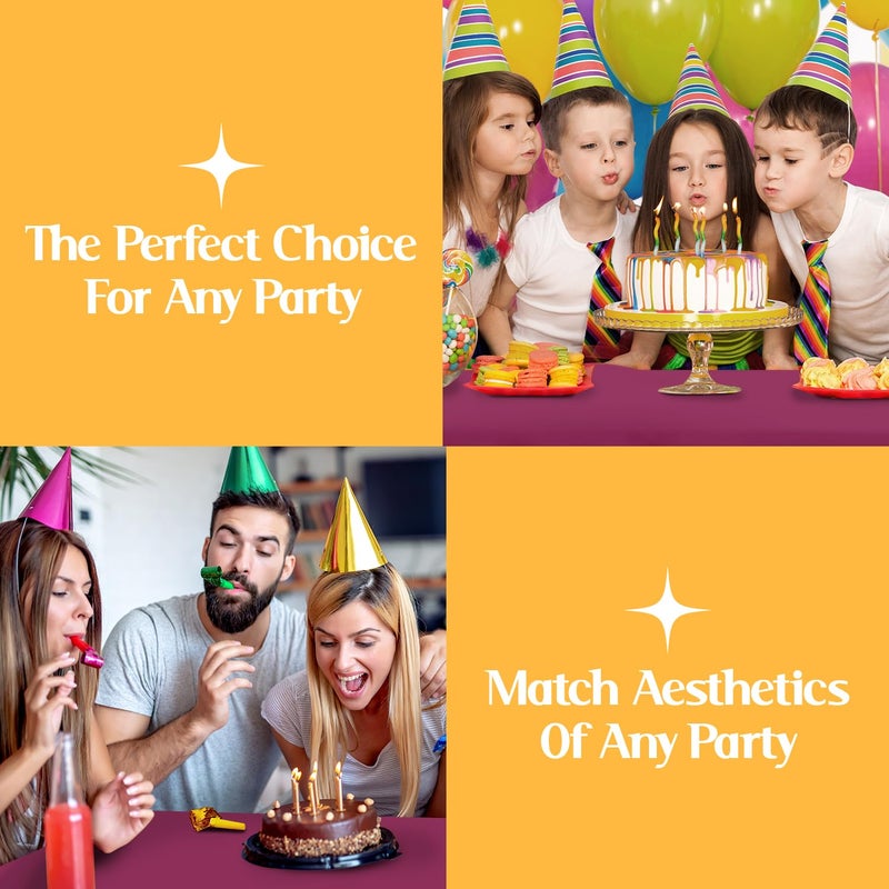 Mountclear Disposable Plastic Tablecloths for Parties [Pack of 12] 54x108â€ Rectangle Table Cover for Indoor & Outdoor Tables- Waterproof Tablecloth for Birthdays, Weddings, Parties [Maroon] - Image 5